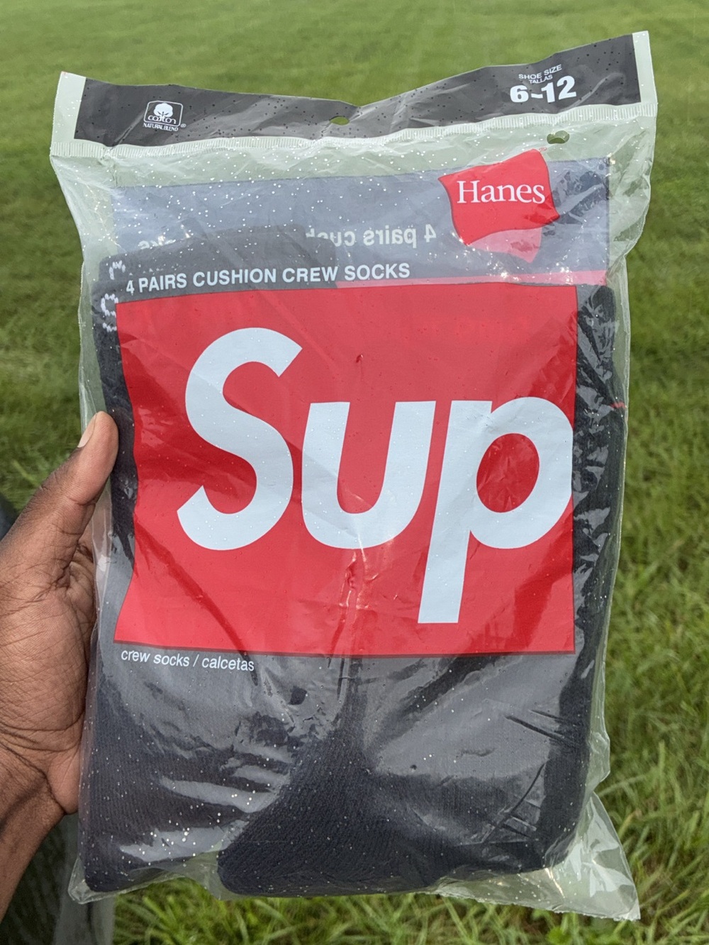 Hanes Black Crew Cushion Socks - 4 Pack